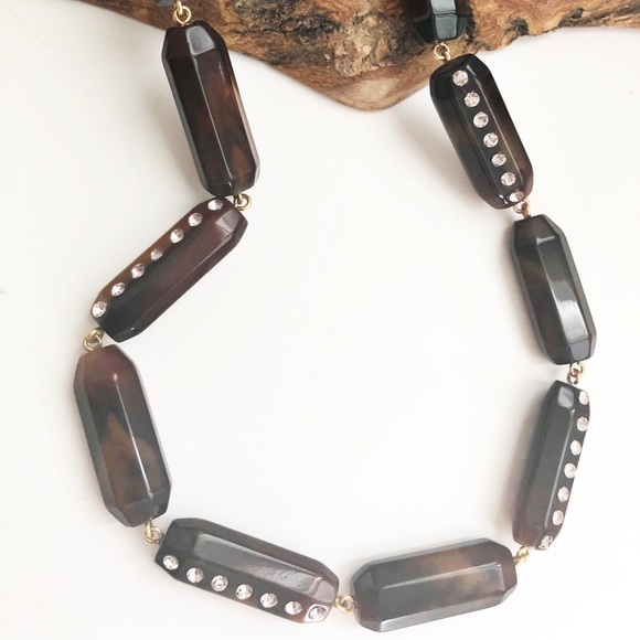 J. Crew tortoiseshell rhinestone ribbon long necklace - Picture 2 of 3